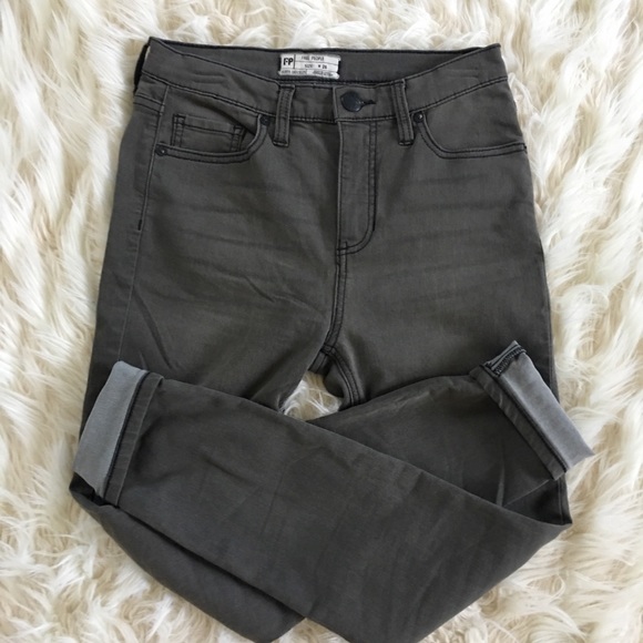 Free People Denim - FREE PEOPLE high rise gray jeans